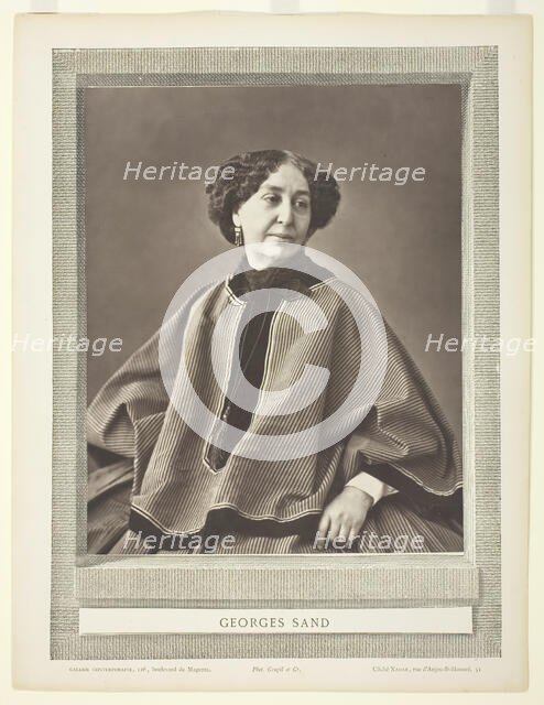 Georges Sand (born Amantine Lucile Aurore Dupin, French novelist, 1804-1876), 1864. Creator: Nadar.