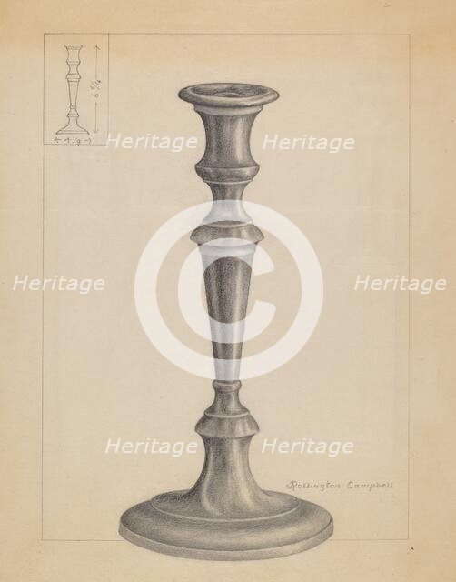 Candlestick, c. 1936. Creator: Rollington Campbell.