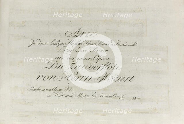 First Artaria edition of Die Zauberflöte by W.A. Mozart, 1791-1792. Creator: Mozart, Wolfgang Amadeus (1756-1791).