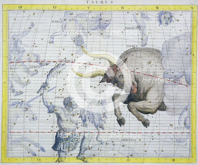 Constellation of Taurus, 1729. Artist: Unknown