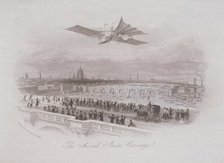 Early flying machine passing over London, c1843. Artist: Anon