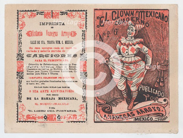 Cover for 'El Clown Mexicano: Cuaderno No. 6', a clown tugging at his pants, ca. ..., ca. 1880-1910. Creator: José Guadalupe Posada.