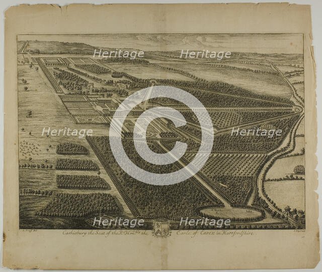 Cashiobury, plate 28 from Britannia Illustrata, published 1707. Creator: Johannes Kip.