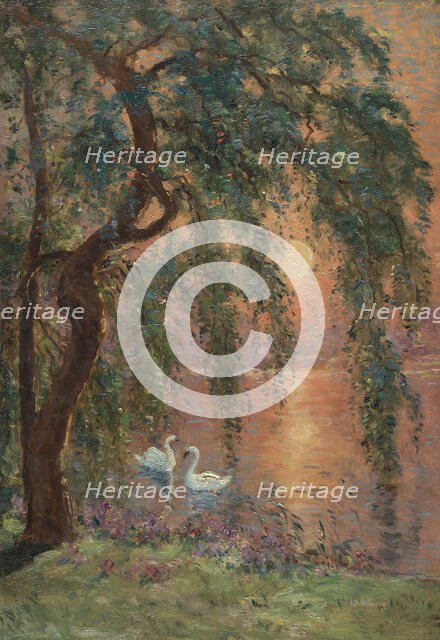 Sketch for the town hall of Joinville-le-Pont: Lac d'Amour - the weeping willow, c1918. Creator: Marie Joseph Leon Iwill.