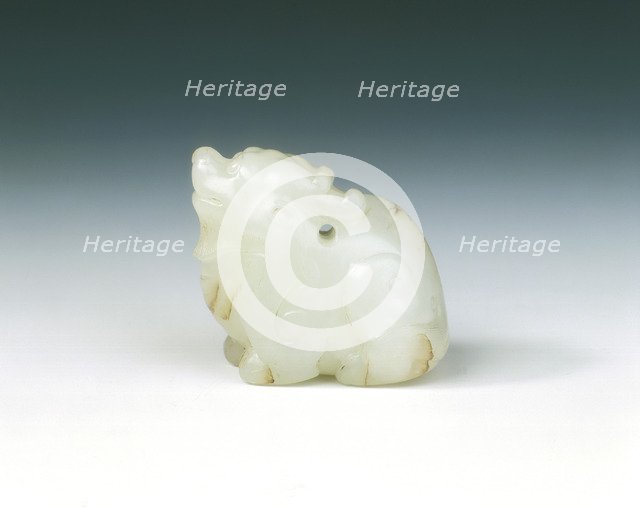 White jade qilin pendant, Southern Song dynasty, China, 1127-1279. Artist: Unknown