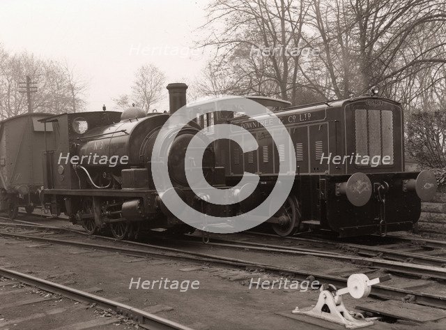 Diesel locomotive alongside the Rowntree steam locomotive, York, Yorkshire, 1958. Artist: Unknown
