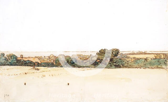 Panoramic Landscape: The Village of Gruchy, between c1866 and c1871. Creator: Jean Francois Millet.