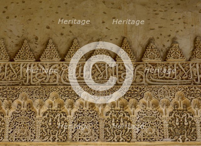 Arabesque stucco, Court of la Acequia, Generalife Palace, Granada, Spain, 14th century (2002).  Creator: Unknown.