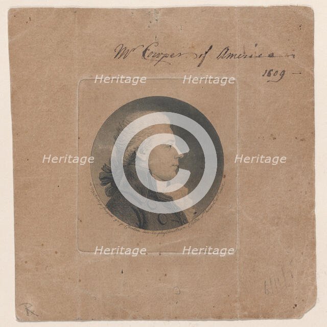 Portrait of Mr. Cowper of America, to right, 1792. Creator: Gilles Louis Chrétien.