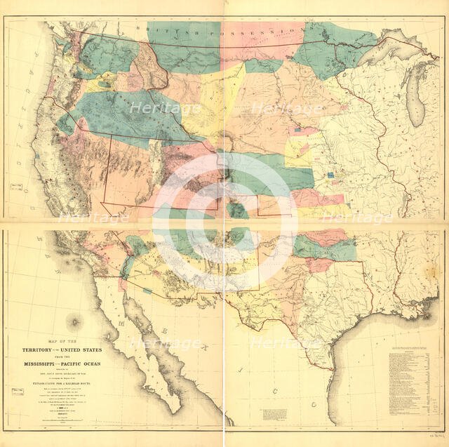 Map of the territory of the United States from the Mississippi to the Pacific Ocean..., (1858?). Creators: Gouverneur Kemble Warren, Edward Selmar Siebert.