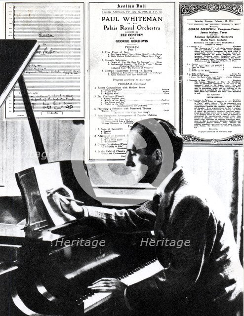 George Gershwin (1898-1937) at work. Artist: Unknown