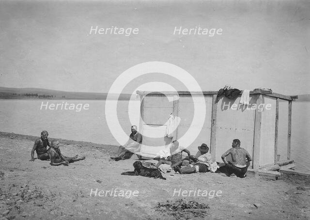 Receiving mud procedures at Lake Shira, 1890. Creator: LI Vonago.