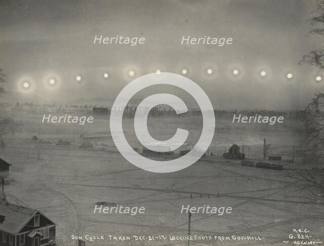 Sun Cycle Taken Dec 21-17. Looking South from Gov. Hill, 1917. Creator: H.G Kaiser.