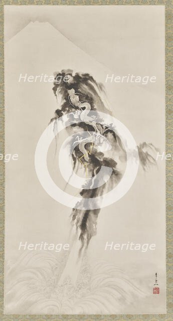 Rising Dragon and Mount Fuji. Creator: Kiitsu, Suzuki (1796-1858).