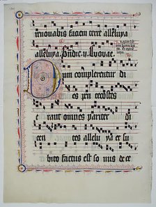Manuscript Leaf with Initial D, from an Antiphonary, German, second quarter 15th century. Creator: Unknown.