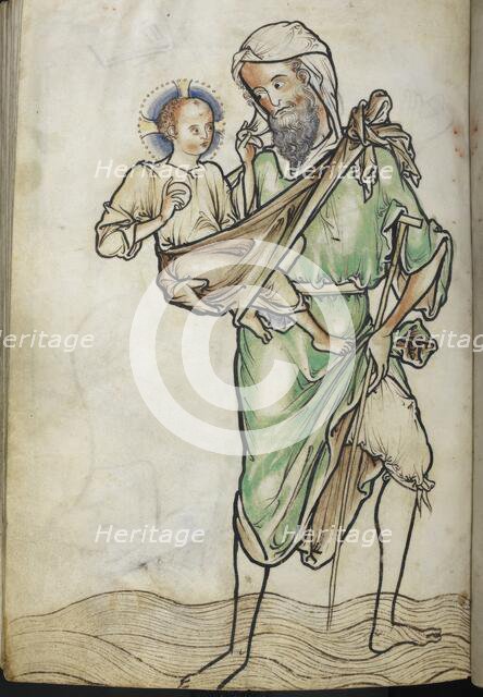 St Christopher carrying the Christ Child, c1250.  Creator: Unknown.