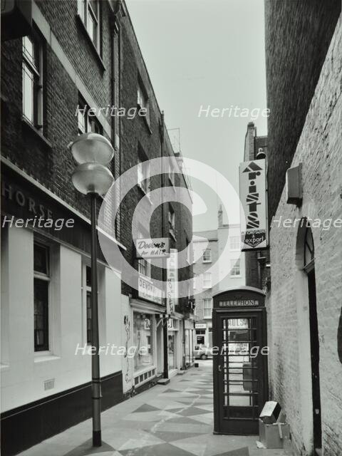 1-2 Marlborough Court, Westminster LB, London: front elevations, telephone box, lamp post..., 1975. Creator: Unknown.