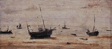 Bateaux échoués à marée basse, c.1895. Creator: Eugene Louis Boudin.