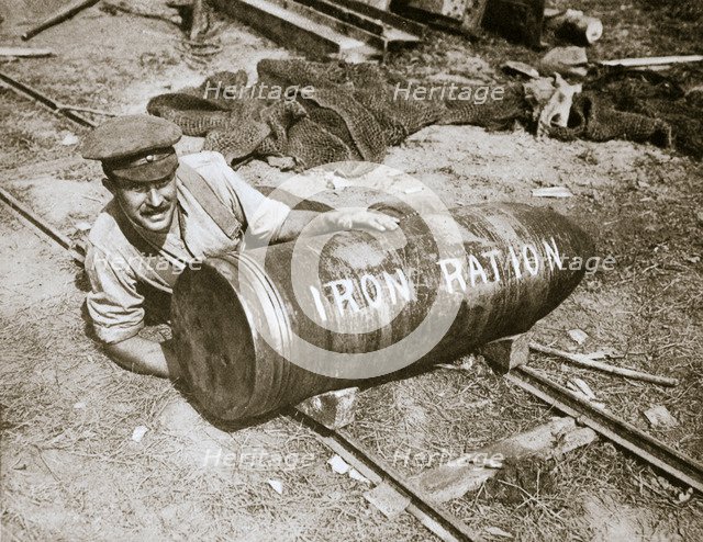 A huge shell, weighing 1400lb, Somme campaign, France, World War I, 1916. Artist: Unknown