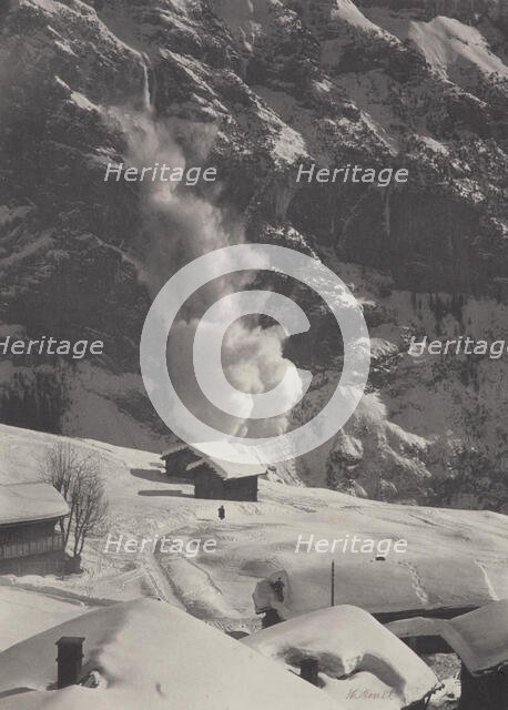 An avalanche, Swiss Alps, 1920s. Creator: Harry Moult.