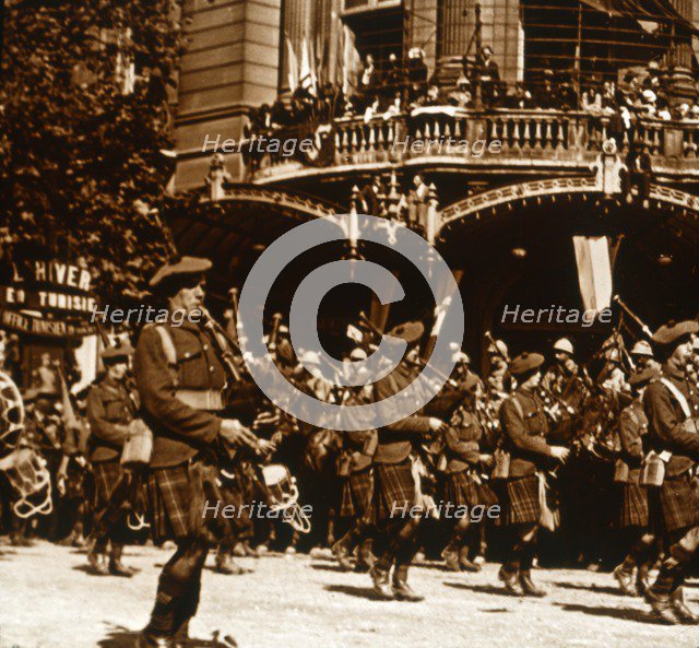 Scottish soldiers, 14 July 1919. Artist: Unknown.