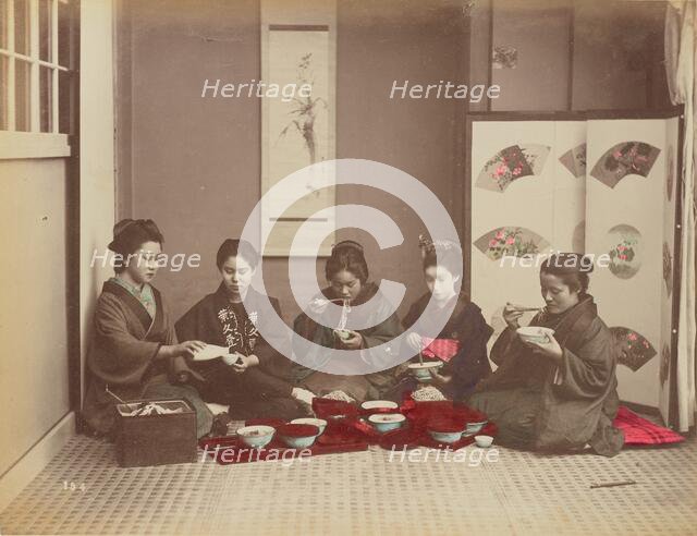 Buck Wheat Macaroni Eating, 1870s-1890s. Creator: Kusakabe Kimbei.