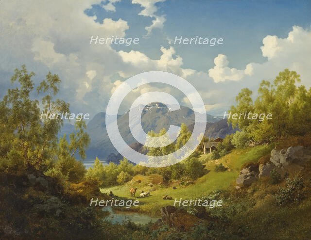 Landscape. Motif from the Numme Valley in Norway, 1850. Creator: Joachim Frich.