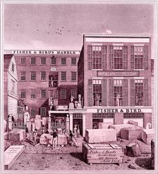 Fisher & Bird's Marble Yard, 287 Bowery, New York, ca. 1836. Creator: John Baker.