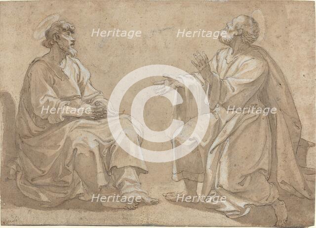 Two Seated Saints, 17th century. Creator: Unknown.