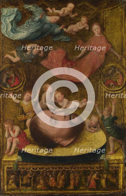 The Head of Saint John the Baptist, with Mourning Angels and Putti, Early16th cen.. Artist: Mostaert, Jan (1472/73-1555/56)