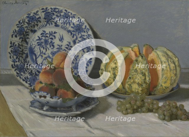 Still-Life with Melon. Artist: Monet, Claude (1840-1926)