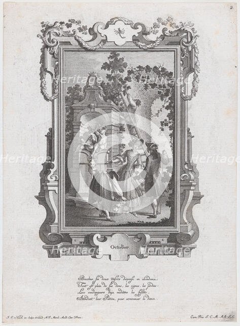 October. From a Series of Twelve Months of the Year, ca. 1766. Creator: Johann Esaias Nilson.