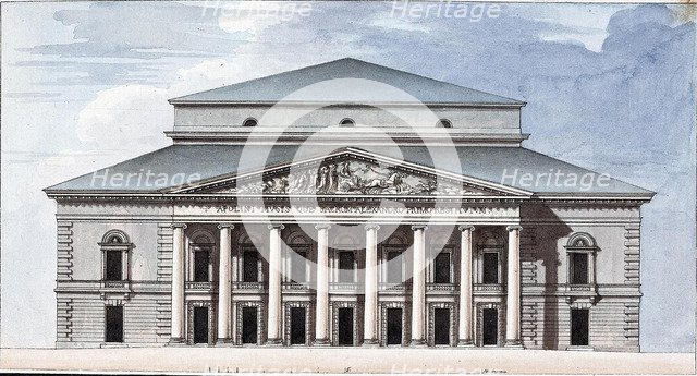 Facade of the Saint Petersburg Imperial Bolshoi Kamenny Theatre, 1802. Artist: Thomas de Thomon, Jean François (1754-1813)