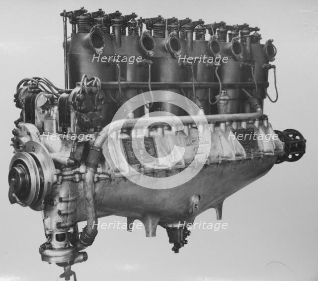 Argus As III (O) aircraft engine, produced under license by Opel during WW1, exhaust side, Sep 1919. Creator: Air Ministry.