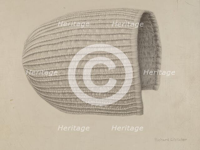 White Linen Corded Bonnet, 1935/1942. Creator: Richard Whitaker.