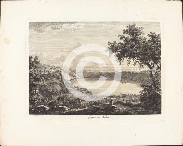 Lago di Nemi, 1792. Creator: Albert Christoph Dies.