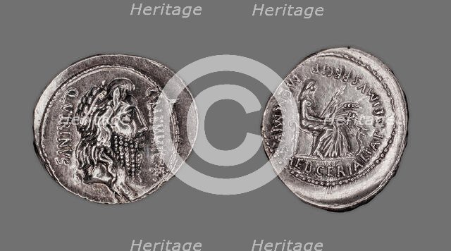 Denarius (Coin) Depicting the God Quirinus, 60 BCE, issued by the Roman Republic, C. Memmius (moneye Creator: Unknown.