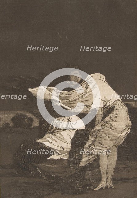 Plate 36 from 'Los Caprichos: A bad night (Mala noche.), ca. 1797-98. Creator: Francisco Goya.