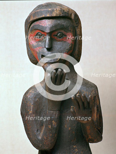 Detail of a Kwakiutl tribe Native American grave marker. Artist: Unknown