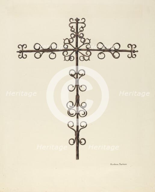 Wrought Iron Cross (Restored), c. 1938. Creator: Gordena Jackson.