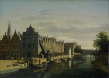De Waag (Weighing House) and Crane on the Spaarne, Haarlem, 1660-1698. Creator: Gerrit Berckheyde.