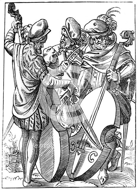 A violinist and two cellists, 16th century (1849).Artist: Jost Amman