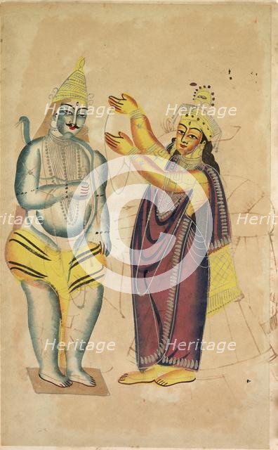 Parvati Placing a Wedding Garland on Shiva, 1800s. Creator: Unknown.