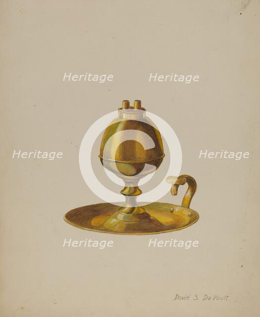 Sperm Oil Lamp, c. 1941. Creator: David S De Vault.