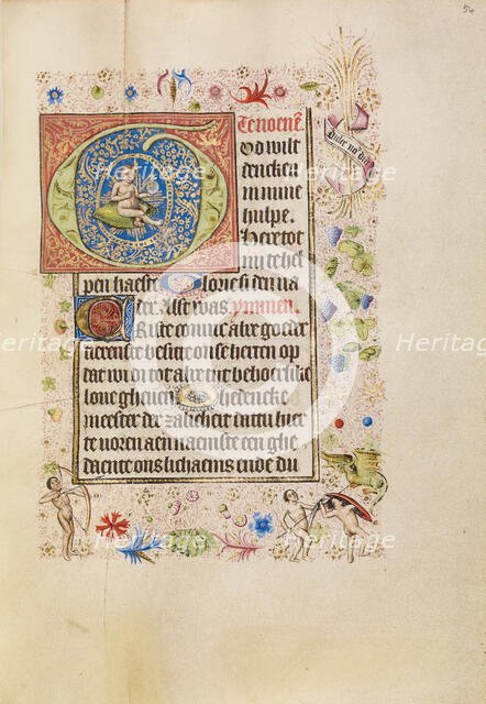 Initial G: The Christ Child Holding an Orb; Book of Hours, after 1460. Creator: Unknown.