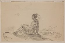 Indian Seated Overlooking a Lake, c1820-1848. Creator: Thomas Cole.