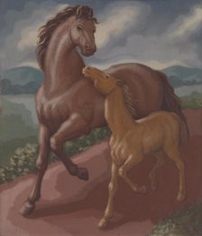 Filly and Colt, 1934. Creator: Frank Stamato.