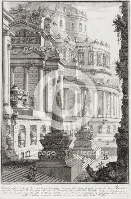 Ancient Tomb with Obelisks Surrounded by Sepulchral Urns, c1743. Creator: Giovanni Battista Piranesi.