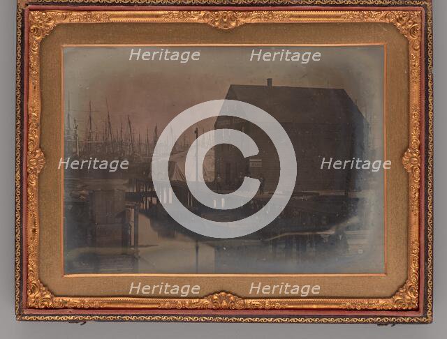 Untitled (Warehouse on Wharf), 1850-1855. Creator: Unknown.