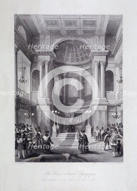 Great Synagogue, Dukes Place, London, c1850. Artist: Harlen Melville